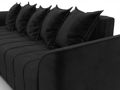 Диван угловой Лига-113 угол левый (ДСП,Велюр/Черный) Лига Диванов 136726L