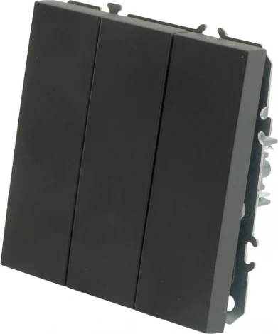 Выключатель трехклавишный (черный) Stekker Эмили 49844