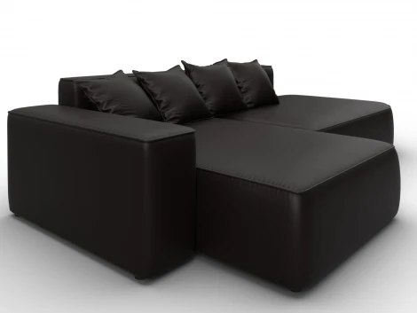 Диван угловой Лига-065 угол левый (ДСП/Пластик/Экокожа/Коричневый) Лига Диванов 129803L