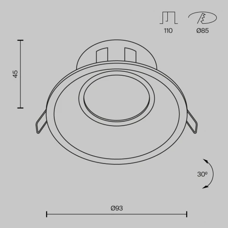 Встраиваемый светильник Dot GU10 1x50Вт Maytoni Technical DL028-2-01W (220V)
