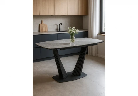 Керамический стол Вейл 160(205)х89 larka grey / черный 626062