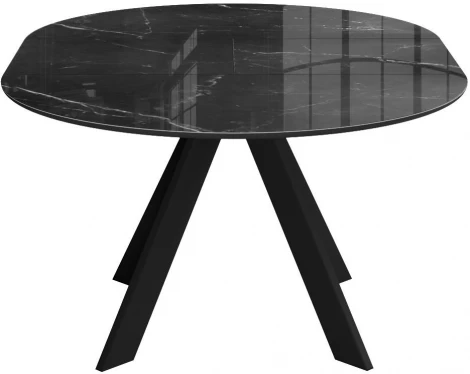 Стол DikLine SFC110 d1100 стекло Оптивайт Черный мрамор/подстолье черное/опоры черные 00-00070096