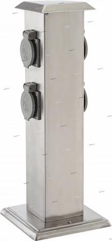 Столб со штепсельной розеткой Globo Pietra, 4 гнезда, никель с серым