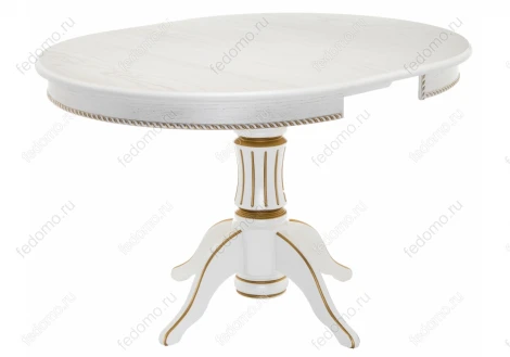 Деревянный стол Woodville Павия 100 молочный с золотой патиной 406087