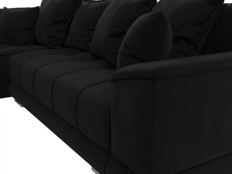Диван угловой НордСтар левый угол (Черный/Микровельвет) Лига Диванов арт.121117L