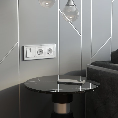 Розетка с заземлением и шторками (белый акрил) Werkel W1171141 (a064012)