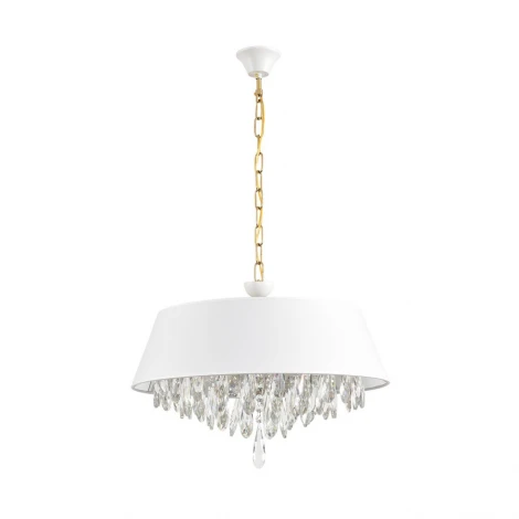 Люстра подвесная Lumion Mitrim 8374/6 латунь/белый/прозрачный, металл/текстиль/хрусталь E27 6*60W 220V MITRIM