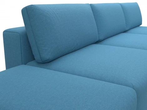 Диван прямой модульный с пуфом Лига-060 НПБ Лонг (ЛДСП,Брус,Фанера/Пластик/Рогожка/Голубой) Лига Диванов 129711