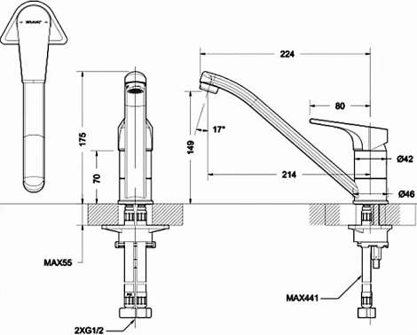 Смеситель Bravat Vega F7119177CP-1 для кухонной мойки