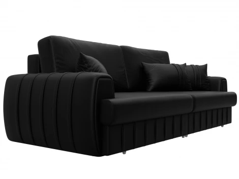 Диван прямой Лига-057 НПБ (ЛДСП,Брус,Фанера/Пластик/Экокожа/Черный) Лига Диванов 130026