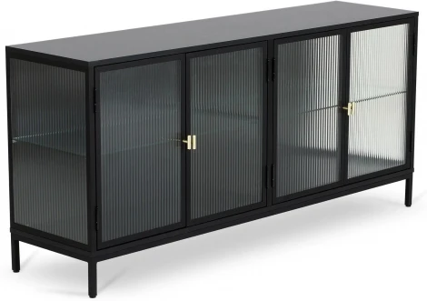 Сервант 4-х дверный The One ОГОГО (арт.774636), (ЛДСП,Металл,Стекло/Черный)