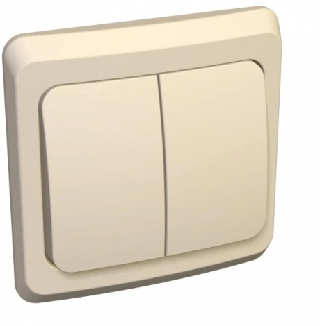 Выключатель встраиваемый двухклавишный (кремовый) Systeme Electric Этюд BC10-002K