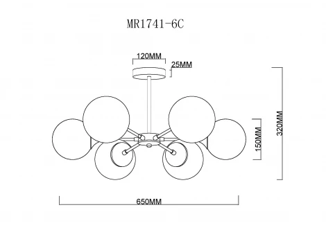 Потолочная люстра на штанге MyFar Fisher MR1741-6C (220V)