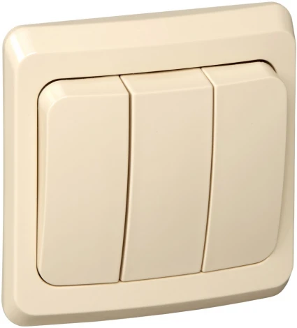 Выключатель встраиваемый трехклавишный (кремовый) Systeme Electric Этюд BC10-003K