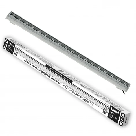 Архитектурная подсветка светодиодная линейная ULF-L52-18W/RGB/L100 220V IP65 Uniel SILVER