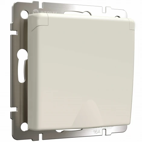Розетка с заземлением и шторками c крышкой IP44 (айвори матовый) Werkel W1171262 (a059276)