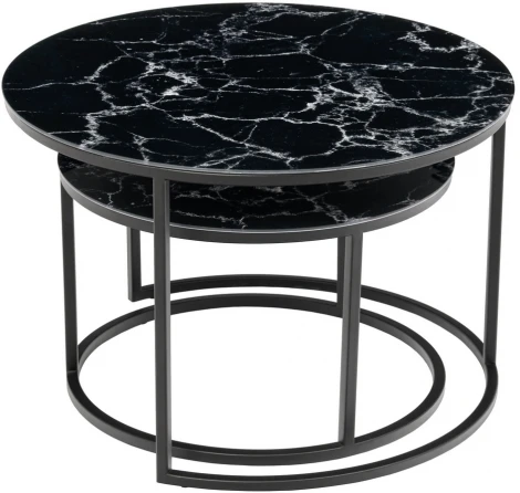 Набор кофейных столиков Tango чёрный мрамор с чёрными ножками, 2шт Bradex Home RF 0375