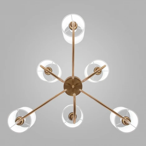 Подвесная люстра Wi-Fi Eurosvet Abbey 60164/6 латунь (220V, управление смартфоном, голосовое управление, умный дом - Minimir Home, Алиса, Маруся, Салют, на цепи)