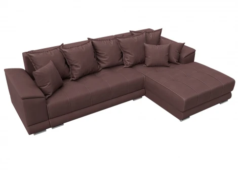 Диван угловой НордСтар правый угол (ДСП,Брус/Пластик/Замша/Бордовый) Лига Диванов 128210