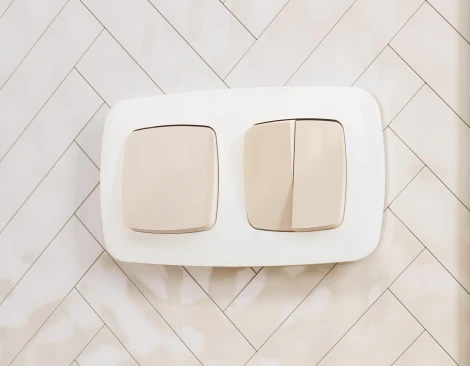 Лицевая панель Ambrella Volt OMEGA (Бежевый глянец) для 1-клавишных выключателей QUANT OP3010