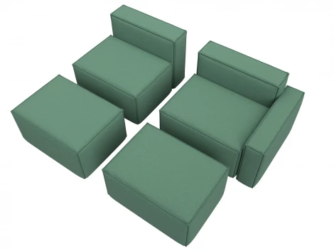 Диван угловой модульный Лига-063 угол правый (ДСП/Пластик/Рогожка/Зеленый) Лига Диванов 129787