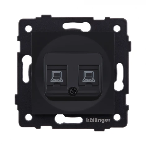 Розетка двойная Ethernet RJ45 черный матовый Kollinger REA-019BM для Aspekt, Eleganz, Reflex