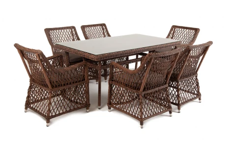Обеденная группа плетеная, цвет коричневый 4SIS Латте LC6T-7-SET brown