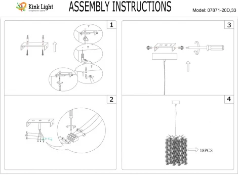 Подвесной светильник Kink Light Шанти 07871-20D,33 золото G9 3*7W (220V, на проводе)