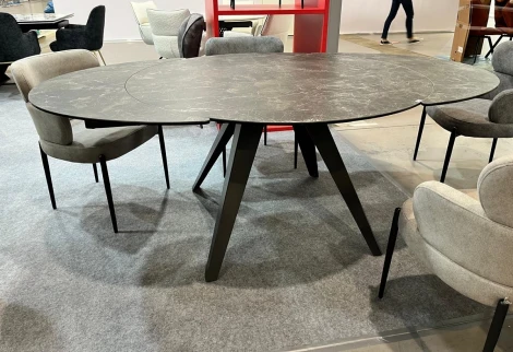 Стол M-City AKSEL 130 цвет Mona Lisa Cерый мрамор, керамика, / Темно-серый каркас