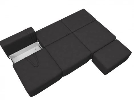 Диван прямой модульный с пуфом Лига-060 НПБ Лонг (ЛДСП,Брус,Фанера/Пластик/Замша/Коричневый) Лига Диванов 129485