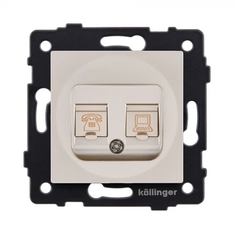 Розетка двойная RJ11 + RJ45 золотой Kollinger REA-011GD для Aspekt, Eleganz, Reflex