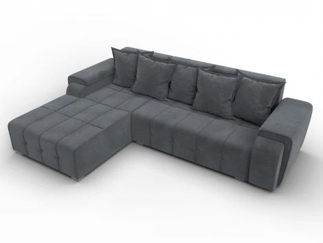 Диван угловой Лига-121 левый угол (ДСП,Брус,Велюр/Светло-серый) Лига Диванов 137355L