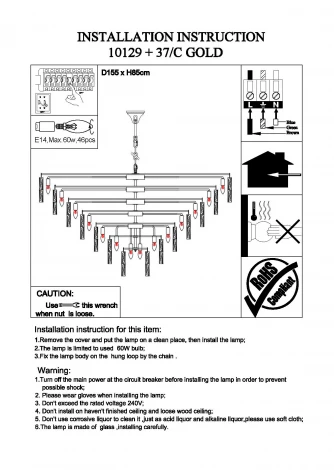 Подвесная люстра Newport 10120 10129+37/C gold