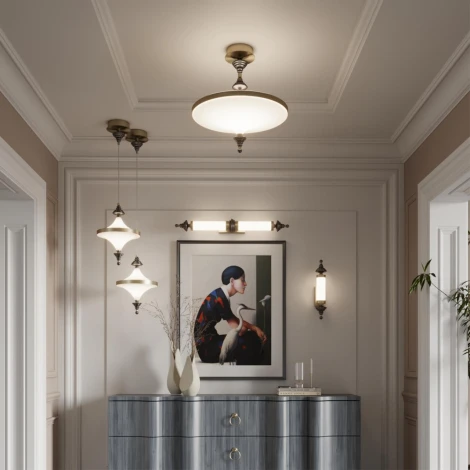 Потолочная люстра на штанге Odeon Light Ula 5404/43CL бронзов.брашированн./черный/стекло/керамика LED 43W 3000K (220V, круглые)