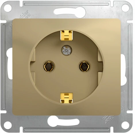 Розетка встраиваемая с заземлением (титан) Systeme Electric Glossa GSL000443
