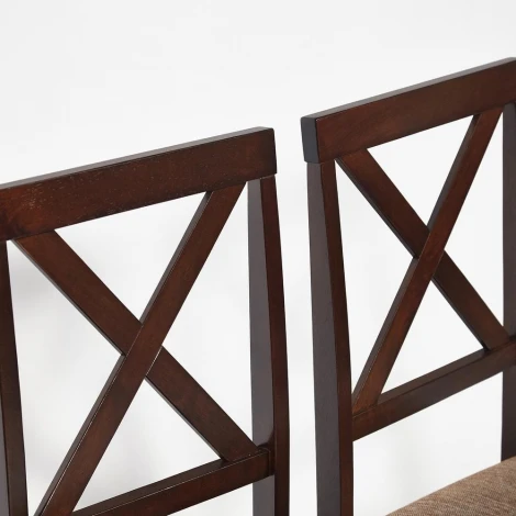 Обеденный комплект Хадсон (стол + 4 стула)/ Hudson Dining Set дерево гевея/мдф, стол: 110х70х75см / стул: 44х42х89см, cappuccino (темный орех), ткань кор.-зол. (1 Tetchair 13691