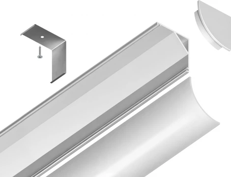 Алюминиевый профиль угловой круглый для светодиодной ленты до 9,78мм Ambrella Illumination GP2100WH