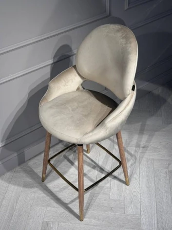 Стул барный IST-CASA Виола BS1376-BG-4, бежевый/орех