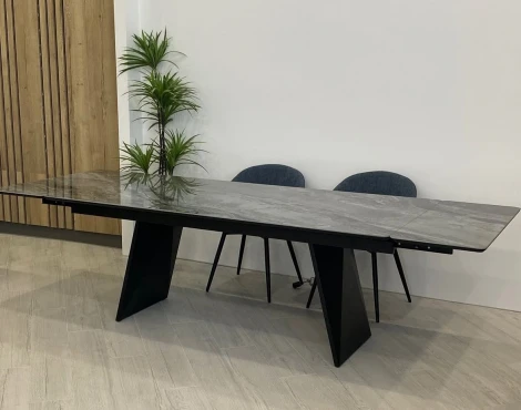 Стол ШЕРЛ 220 цвет ОНИКС (CRYSTAL ONIX BIANCO), керамика / Латте каркас M-City 64591