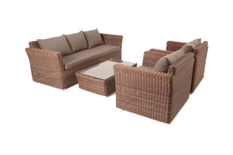 Лаунж-зона из искусственного ротанга, цвет коричневый 4SIS Капучино KS3С2T-4-SET brown