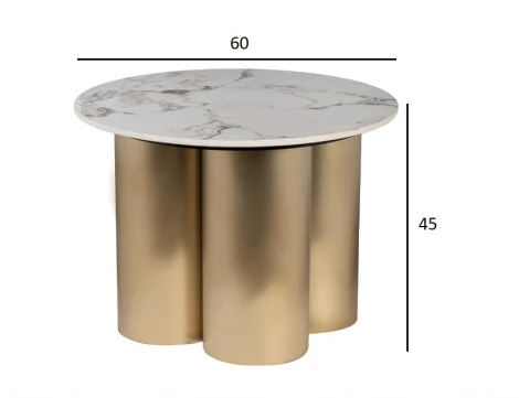 76AR-63043 Стол журнальный керамогранит белый d60*45см Garda Decor