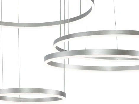 Подвесной светильник Galass V000016L (14001/4P Silver) (LED, 220V, пульт управления, на тросе, кольцо)