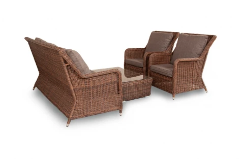 Лаунж-зона из искусственного ротанга, цвет коричневый 4SIS Гляссе GS3C2T-4-SET brown