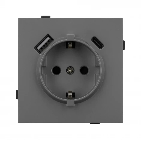 Механизм розетки с USB зарядкой SCT-TENDO-MUAC-SFPL-GR (230V, 16A) (Arlight, Матовый графитовый) 054609