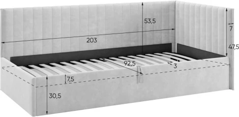 Кровать с подъемным механизмом Твикс (Тахта) 90х200 см Mebelson (ДСП,Велюр/Латте) арт.170631,2763