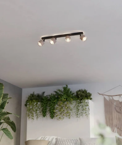 Спот Eglo Rosley 43659 4x40W(E14), сталь, черный, текстиль, натуральный