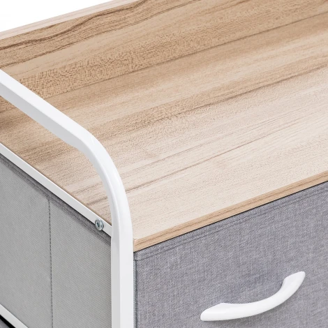 Комод Leset Ноа широкий, Каркас Белый, Светло-серый Leset (Искусственный лен/Светло-серый) арт.2500000183478