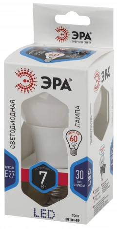 Лампочка светодиодная E27 7W ЭРА LED A60-7W-840-E27