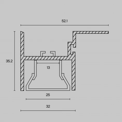 Алюминиевый профиль для натяжного потолка 52x35 Maytoni Led Strip ALM012S-2M