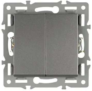 Механизм выключателя двухклавишный проходной SWT-MKP2-PL-GR (250V, 16A) (Arlight) 043729